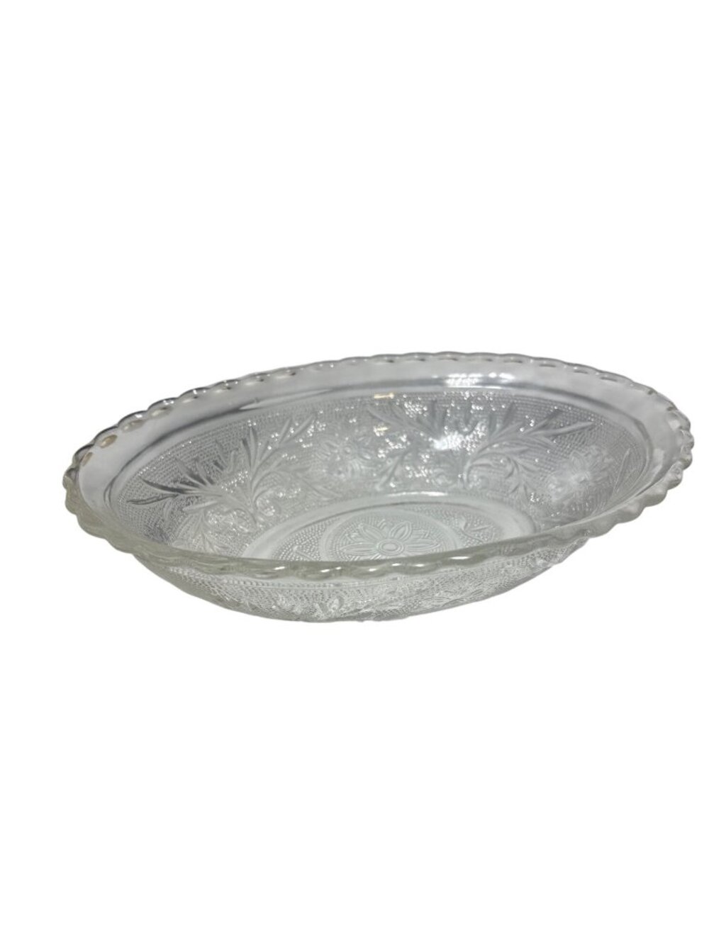 Vintage Anchor Hocking Clear Sandwich Glass Oval Serving Bowl 8..5" USA